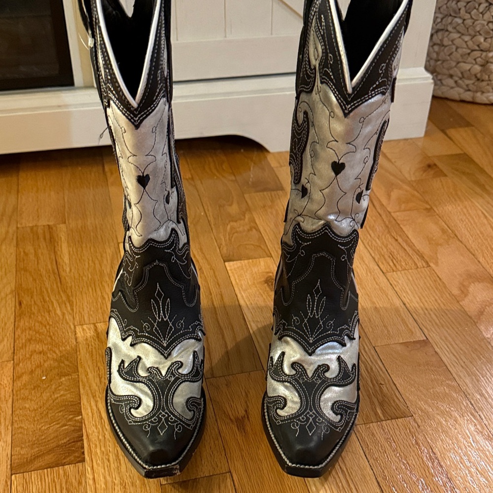 Black and Silver Western Boots